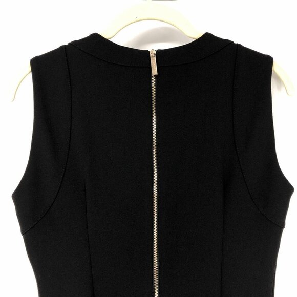 Calvin Klein Black Sheath Midi Sleeveless Dress Front Cutouts back zipup size 2 - Picture 8 of 15